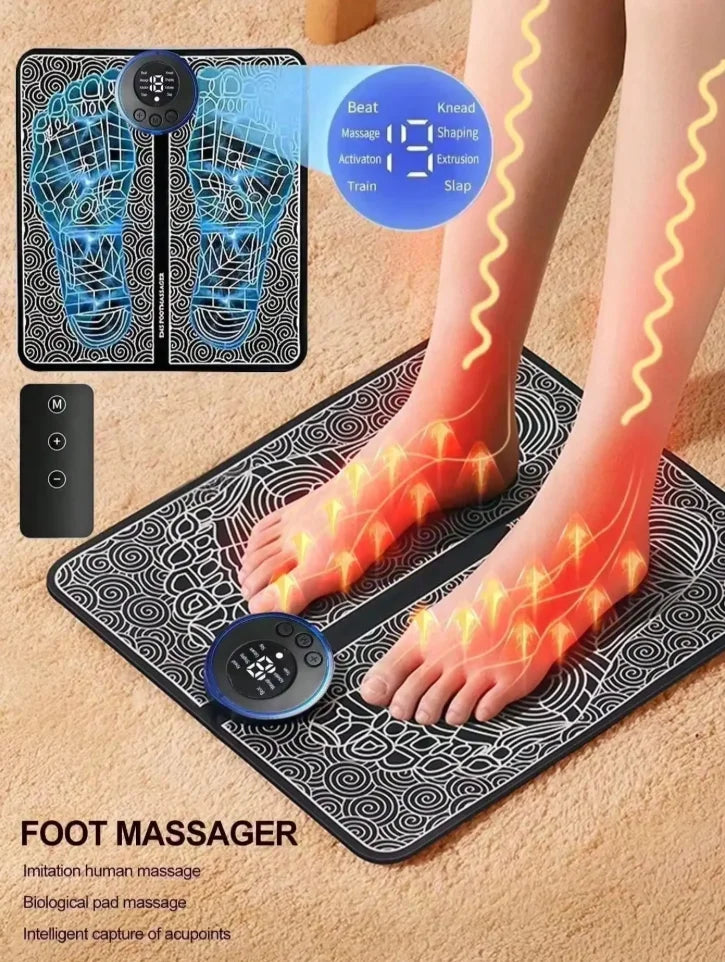 Rechargeable Electric Foot Massager Pad with 8 Modes 19 Levels for Pain Relief Relaxation Blood Circulation Promotion Home Use