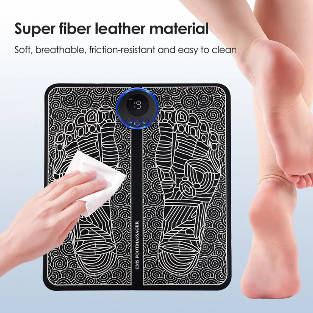 Rechargeable Electric Foot Massager Pad with 8 Modes 19 Levels for Pain Relief Relaxation Blood Circulation Promotion Home Use