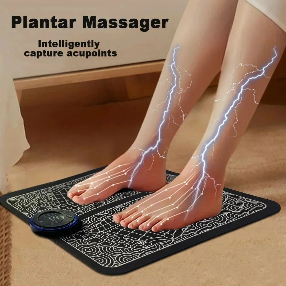 Rechargeable Electric Foot Massager Pad with 8 Modes 19 Levels for Pain Relief Relaxation Blood Circulation Promotion Home Use