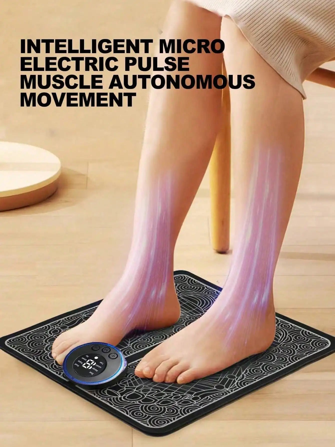 Rechargeable Electric Foot Massager Pad with 8 Modes 19 Levels for Pain Relief Relaxation Blood Circulation Promotion Home Use