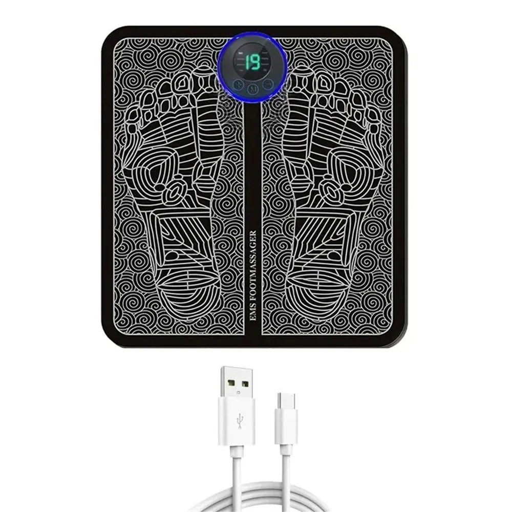Rechargeable Electric Foot Massager Pad with 8 Modes 19 Levels for Pain Relief Relaxation Blood Circulation Promotion Home Use